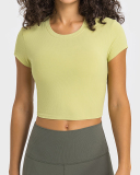 Women Short Sleeve O-Neck Slim Sports Yoga Tops 4-12