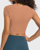 Women Short Sleeve O-Neck Slim Sports Yoga Tops 4-12