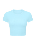 Women Short Sleeve O-Neck Slim Sports Yoga Tops 4-12