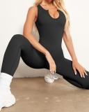 Sleeveless U Neck Women Sexy Sports High Waist Slim Jumpsuits Black White Blue S-L