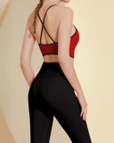 Women Colorblock Back Criss Lycra Yoga Two-piece Sets S-L