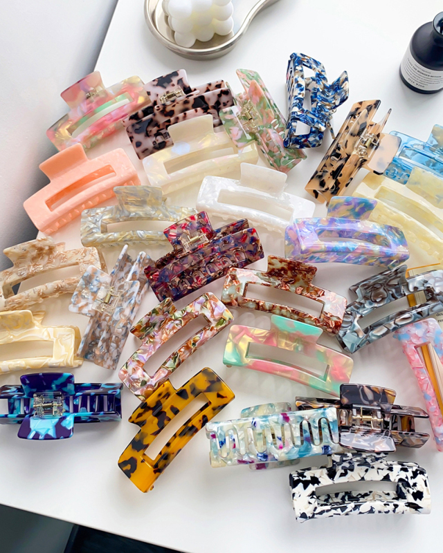 Leopard Printed Hair Clip Large Acetate Hair Claw Clips Barrettes Carb Hairpin