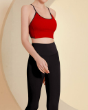 Women Colorblock Back Criss Lycra Yoga Two-piece Sets S-L