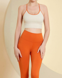 Women Colorblock Back Criss Lycra Yoga Two-piece Sets S-L