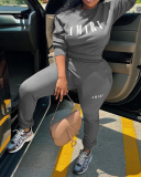 Women Fashion Long Sleeve Pullover Crew Neck Casual Two Piece Outfits Black Gray Orange Khaki Deep Green Rosy Brown S-5XL