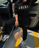 Women Fashion Long Sleeve Pullover Crew Neck Casual Two Piece Outfits Black Gray Orange Khaki Deep Green Rosy Brown S-5XL