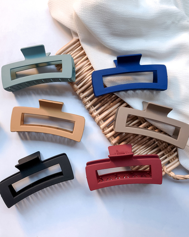 13cm Solid Color Large Rectangle Shape  Claw Hair Clip