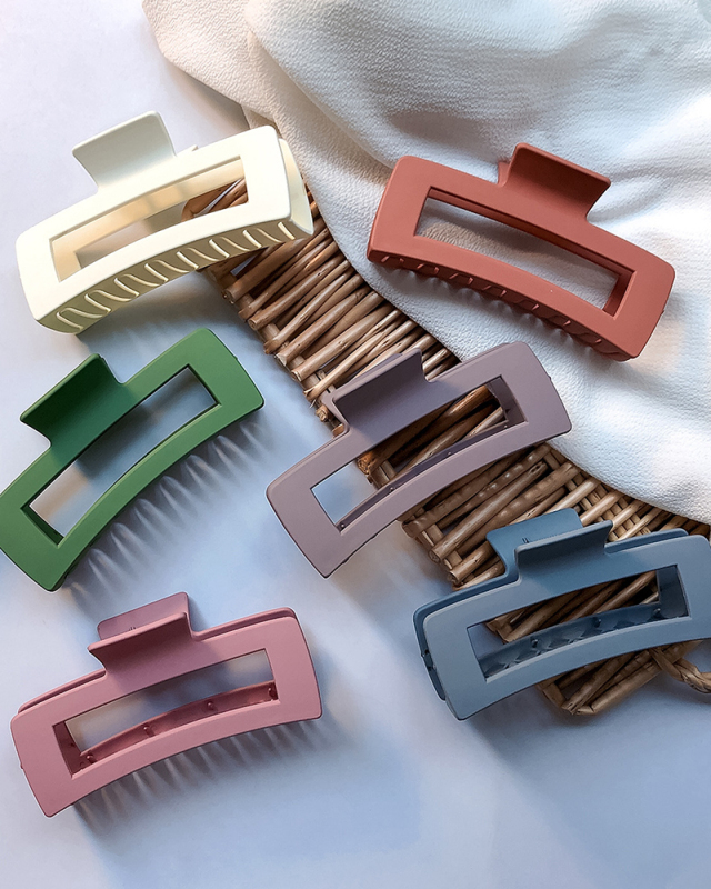 13cm Solid Color Large Rectangle Shape  Claw Hair Clip