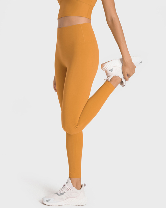 Women Lycra Solid Color High Waist Yoga Sports Running Yoga Bottoms 4-12