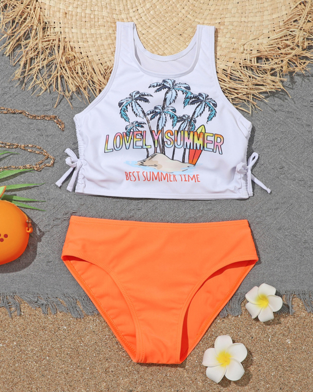 Kids Girl Lovely Summer Printed Two Piece Kid Swimwear