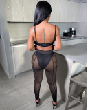 Mesh See Through Women Two Piece Pant Set Summer Set
