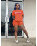 Letter Printed Women Summer Two Piece Short Set S-5XL