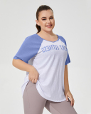 Women Sport Fitness Loose Plus Size T-shirt Blue Black Coffee Purple XL-4XL
