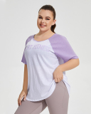 Women Sport Fitness Loose Plus Size T-shirt Blue Black Coffee Purple XL-4XL