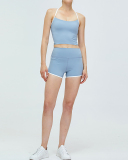 Women Casual Backless Sports Summer Suits Two Piece Outfits Deep Blue Jean Blue Black Pink S-XL