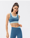 Women High Protect Colorblock High Waist Slim Leggings Sets Yoga Two Pieces Set Green Blue Red S-2XL