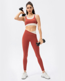 Women High Protect Colorblock High Waist Slim Leggings Sets Yoga Two Pieces Set Green Blue Red S-2XL
