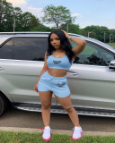 Summer Letter Printed Cute Two Piece Short Set