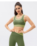 Women High Protect Colorblock High Waist Slim Leggings Sets Yoga Two Pieces Set Green Blue Red S-2XL