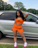 Summer Letter Printed Cute Two Piece Short Set