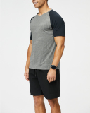 Men's Summer Short Sleeve Colorblock T-shirt Black White Gray Orange M-3XL