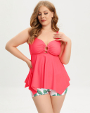Women Florals Summer Hot Sale Women V-neck Plus Size Swimwear Blue Navy Blue Red Purple Black L-5XL