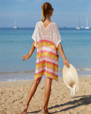 New Summer Rainbow Color Vacation Bikini Beach Dresses Cover Ups Rosy White Orange Black Red One Size