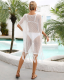 Sexy V-neck Tassels Colorblock Beach Dresses Cover ups Green Rosy Orange Purple Black One Size