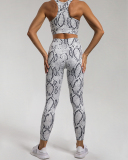 Popular Snake Print Yoga Two-piece Sets White Khaki Deep Gray S-L