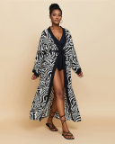 New Bohemian Style Printed Long Sleeve Cotton Kimonos Swimwear Cover Up