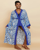 New Bohemian Style Printed Long Sleeve Cotton Kimonos Swimwear Cover Up