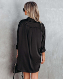 Solid Color Sexy Long Sleeve Beach Shirts Apricot White Black One Size