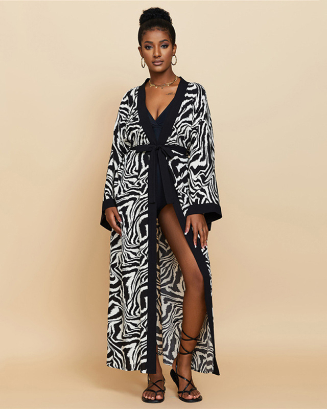 New Bohemian Style Printed Long Sleeve Cotton Kimonos Swimwear Cover Up