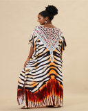 Popular V-neck Leopard Snake Zebra Printed Swimsuit Covers Maxi Dress One Size
