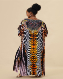 Popular V-neck Leopard Snake Zebra Printed Swimsuit Covers Maxi Dress One Size
