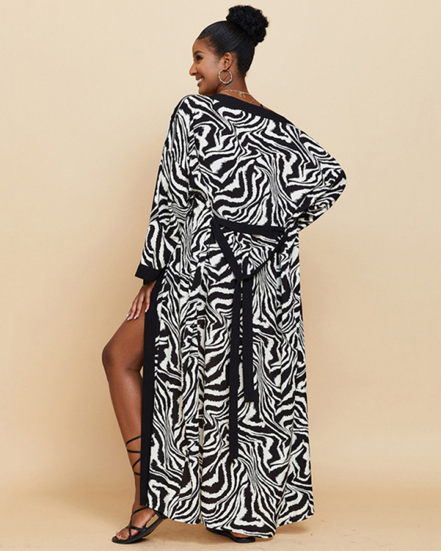 New Bohemian Style Printed Long Sleeve Cotton Kimonos Swimwear Cover Up