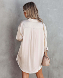 Solid Color Sexy Long Sleeve Beach Shirts Apricot White Black One Size