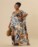 Popular V-neck Leopard Snake Zebra Printed Swimsuit Covers Maxi Dress One Size