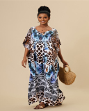 Popular V-neck Leopard Snake Zebra Printed Swimsuit Covers Maxi Dress One Size