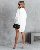 Solid Color Sexy Long Sleeve Beach Shirts Apricot White Black One Size