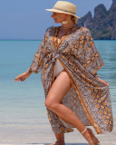Boho Printed Sea Holiday Vacation Beach Wear Long Sleeve Fancy Swimsuit Cover Up Kimonos One Size(22 Colors)
