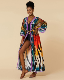 Boho Printed Sea Holiday Vacation Beach Wear Long Sleeve Fancy Swimsuit Cover Up Kimonos One Size(22 Colors)