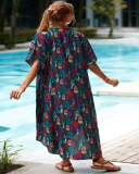 Women Maxi Pentagram Printed Bathing Suit Cover Ups One Size