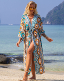 Boho Printed Sea Holiday Vacation Beach Wear Long Sleeve Fancy Swimsuit Cover Up Kimonos One Size(22 Colors)