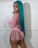 Long Sleeve Mesh Sexy Two Piece Set Party Set