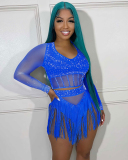 Long Sleeve Mesh Sexy Two Piece Set Party Set