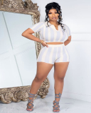 V-neck Stripe Women Wholesale 2 piece Outfit