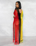 Colorblock Women New Long Beach Dress Knitted Beach Dress