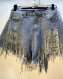 High Waist Diamond Jean Shorts