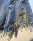 High Waist Diamond Jean Shorts